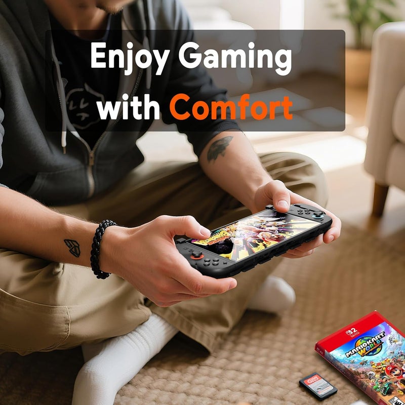 Nargos Ergonomic Console Grip with 5 Game Slots for Nintendo Switch 2 (2025) - Perfect for Handheld Mode, Large Hands, and Comfortable Gaming - Hard Shell, Black (Not Compatible with Switch 1) - Image 5